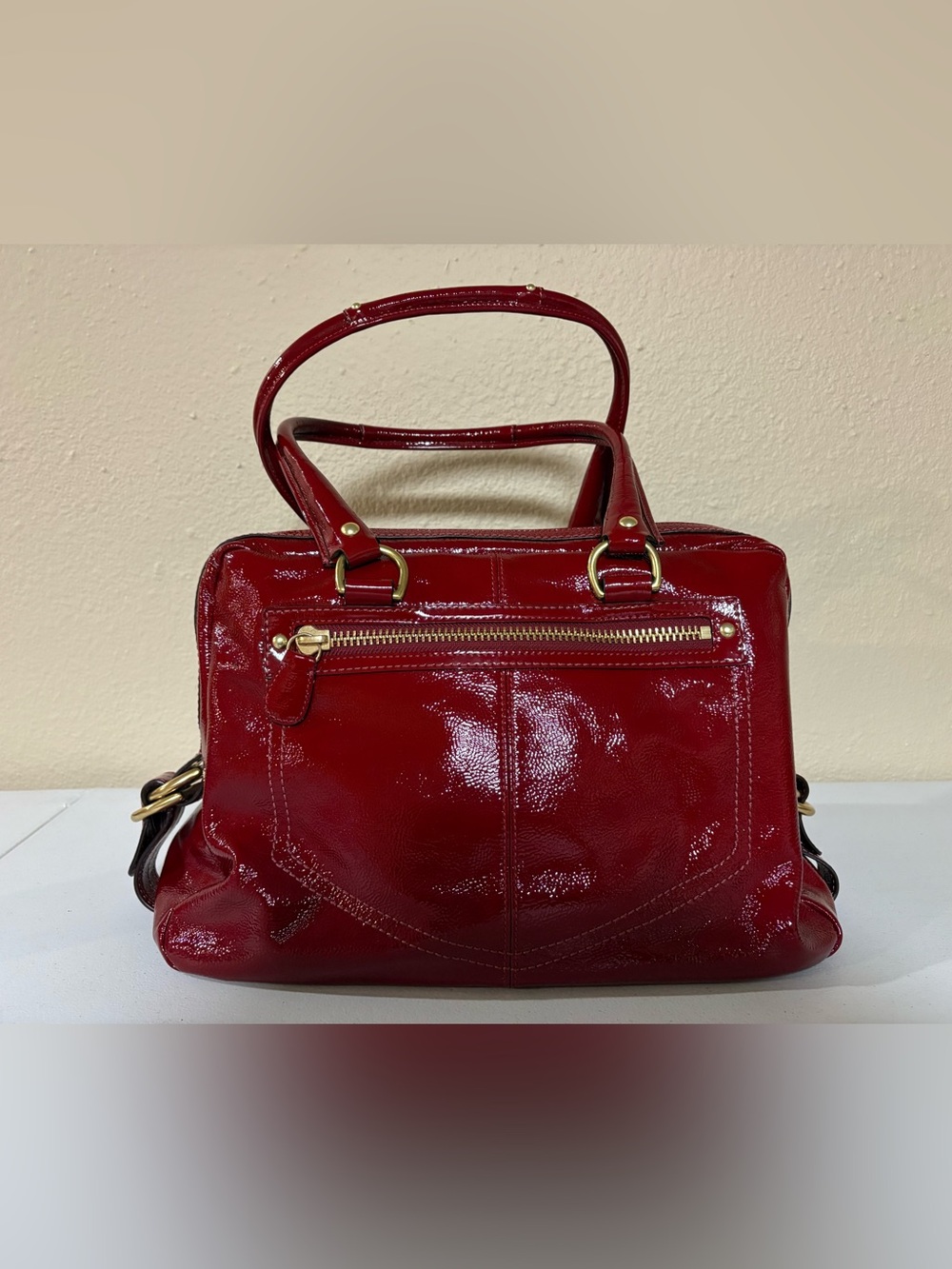 Coach Red Patent Turn Lock Satchel Bleeker Street Limited Edition Peyton 13051 - Picture 2 of 12